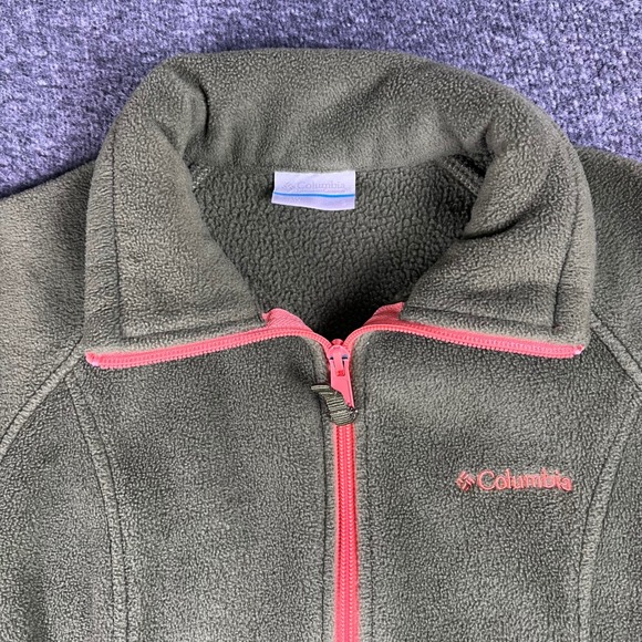 Columbia Fleece Jacket Womens Small Olive Green Full Zip Mock Neck Soft Layering - Picture 10 of 16